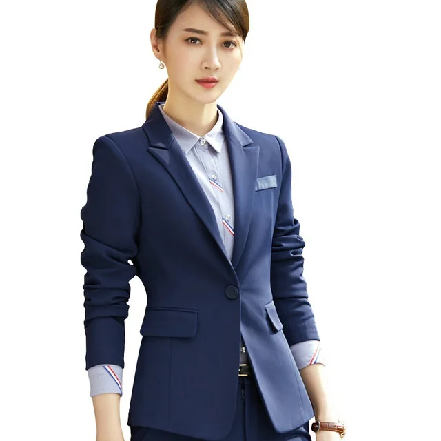 Зимний новый модный женский брючный костюм формальный длинный рукав Тонкий