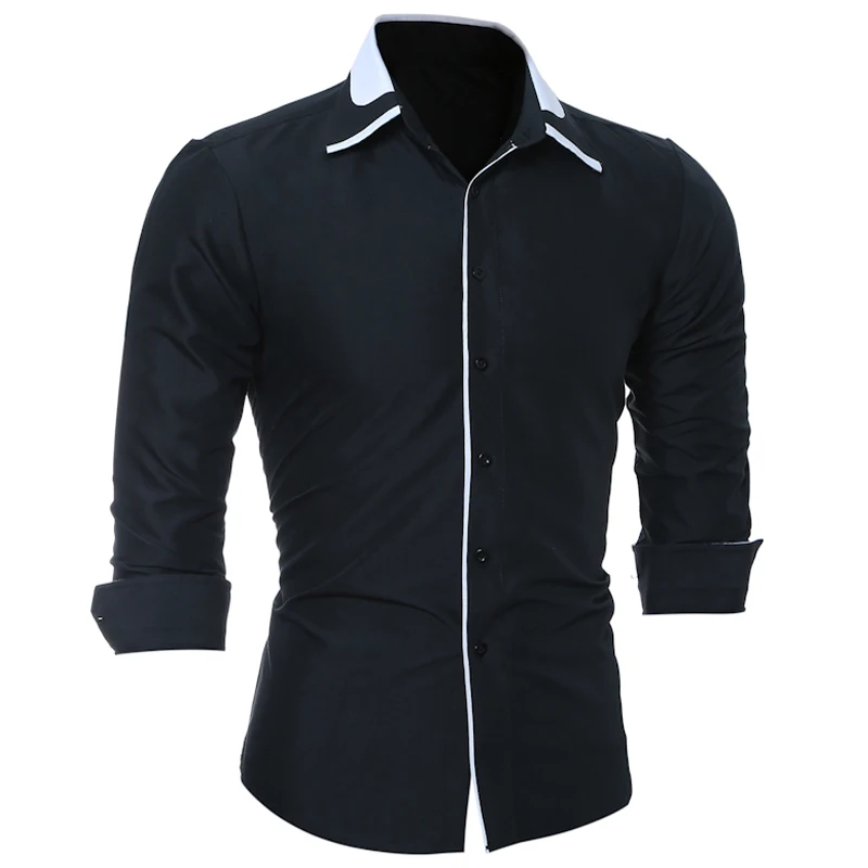 Brand 2018 Fashion Male Shirt Long-Sleeves Tops Simple Solid Color Generous Mens Dress Shirts Slim Men 3XL | Мужская одежда
