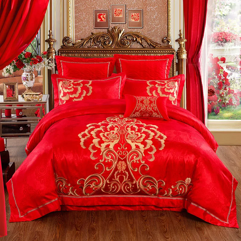 Высококачественный Свадебный Комплект постельного белья с золотой вышивкой