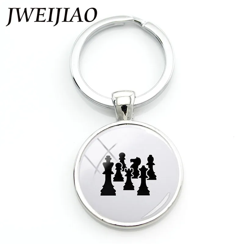 JWEIJIAO шахматный мастер брелок Chessmen glass Charms брелок для ключей с держателем международного слова коллекция для любителей шахмат на заказ - Цвет: CH31