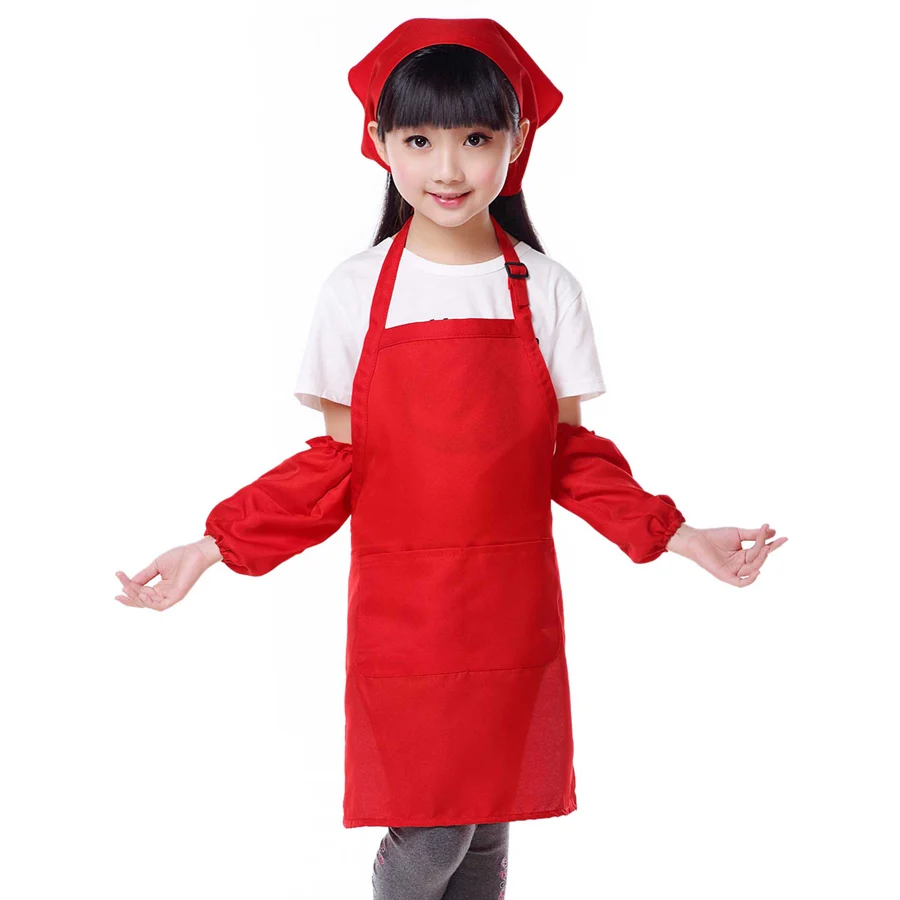 

Cute Kids Apron Child Painting Cooking Baking Chef Aprons Adjustable Strap Bigs Custom Print Logo Gift Apron Wholesale