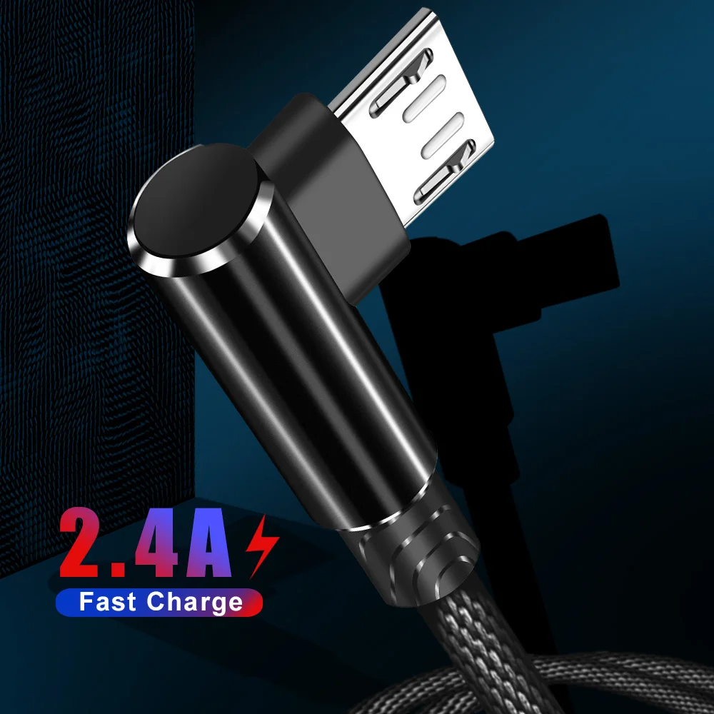 Кабель Micro USB Suhach 3 м шнур для быстрой зарядки 90 градусов нейлоновый плетеный