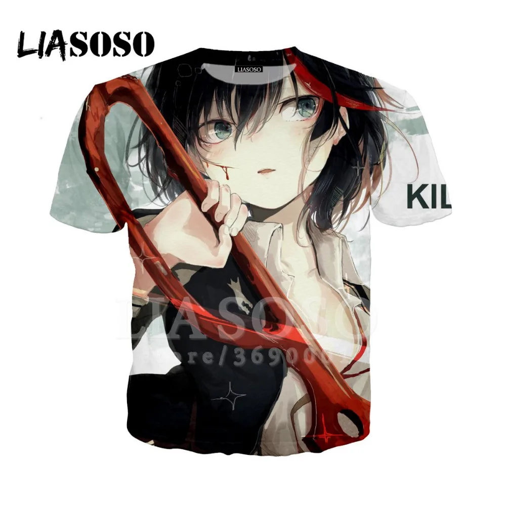LIASOSO/женская и мужская футболка с 3D принтом аниме Kill la Ryuko Matoi летняя круглым
