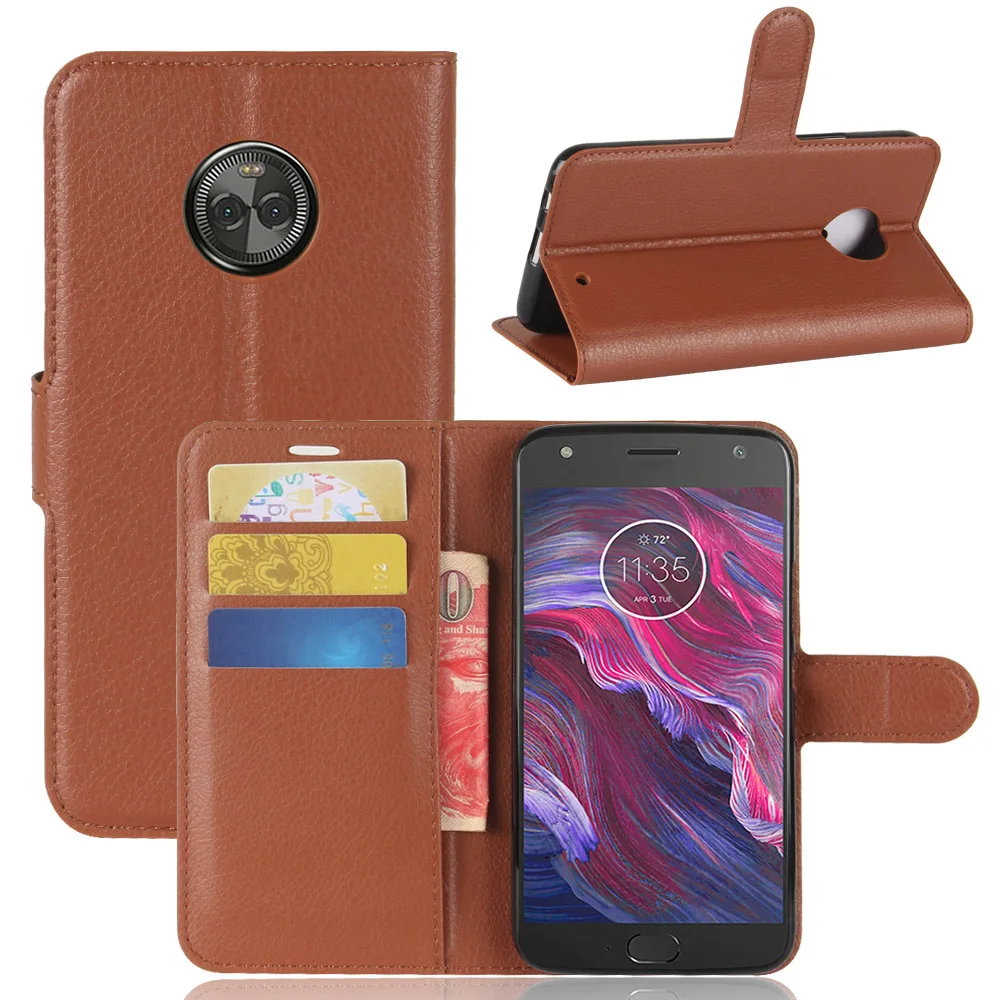 Для MOTO X4 чехол роскошный filp Lychee кожаный бумажник Стенд для телефона Чехол сотовый