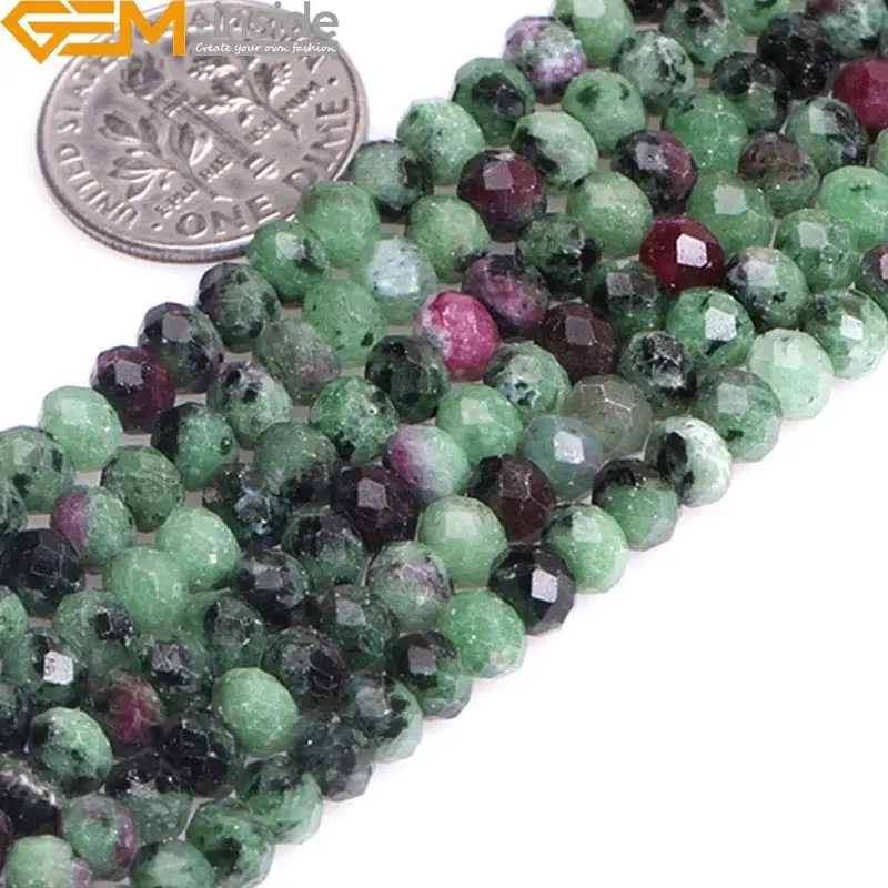 

Natural Faceted Rondelle Spacer Ruby Zoisite Stone Gemstone Semi Precious Beads DIY Bead For Jewelry Making Strand 15 Inch
