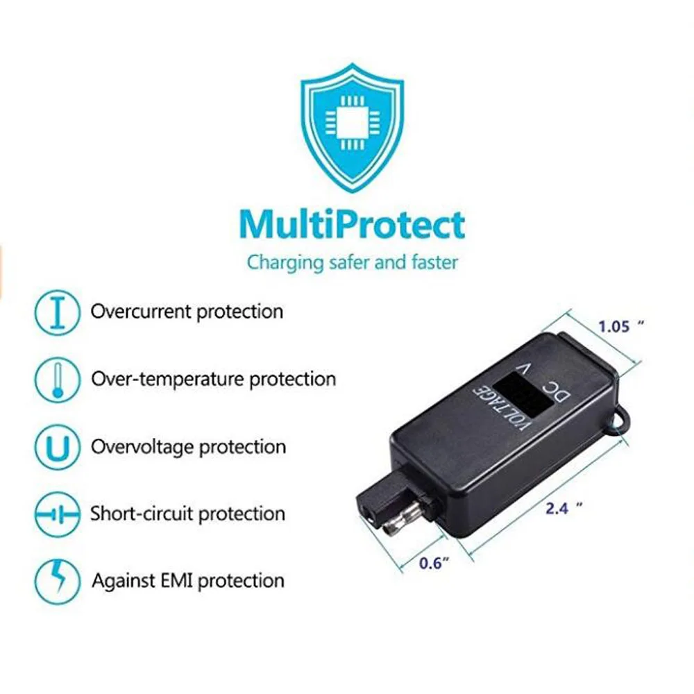 Мотоцикл SAE к USB адаптер с Вольтметр БЫСТРОРАЗЪЕМНАЯ Вилка Водонепроницаемый