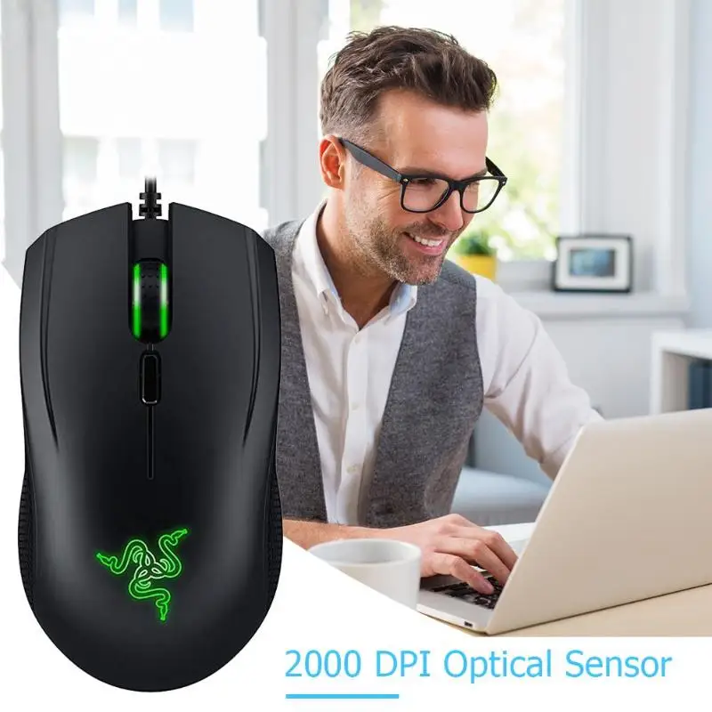 Игровая мышь razer Abyssus 2000, 2 модели, USB 2000 dpi, проводная, 3 клавиши, программирование макросъемки, игровые мыши+ комплект коврика для мыши, для настольного ноутбука