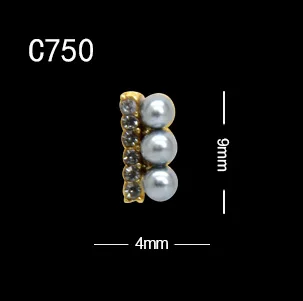 10pcs C750 10 шт./лот 3d кристаллы стразы жемчужные треугольные полукруглые длинные полосы овальные сплава украшения для ногтей - Цвет: 10pcs C750