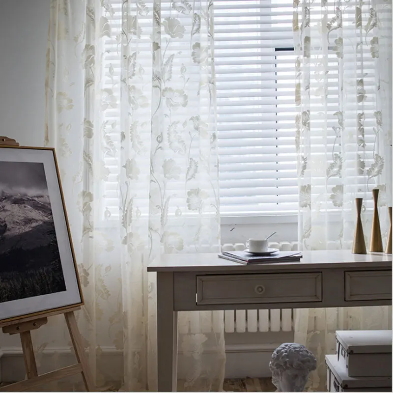 

Jacquard Curtain Fashion Floral Tulle Voile Door Window Curtains Drape Panel Sheer Scarf Valances 0141