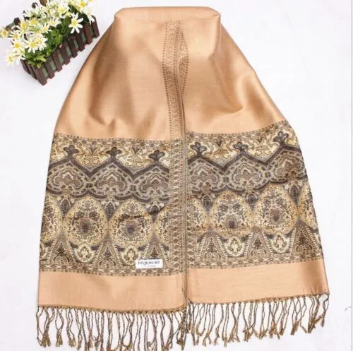 Бесплатная доставка! Новинка цвета шампанского пашмины 100% кашемир женские шарфы