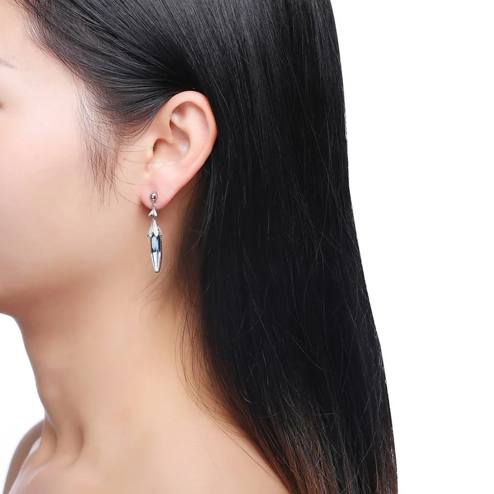 Серьги капельки LEKANI с кристаллами Сваровски серьги в виде попса для девочек 925