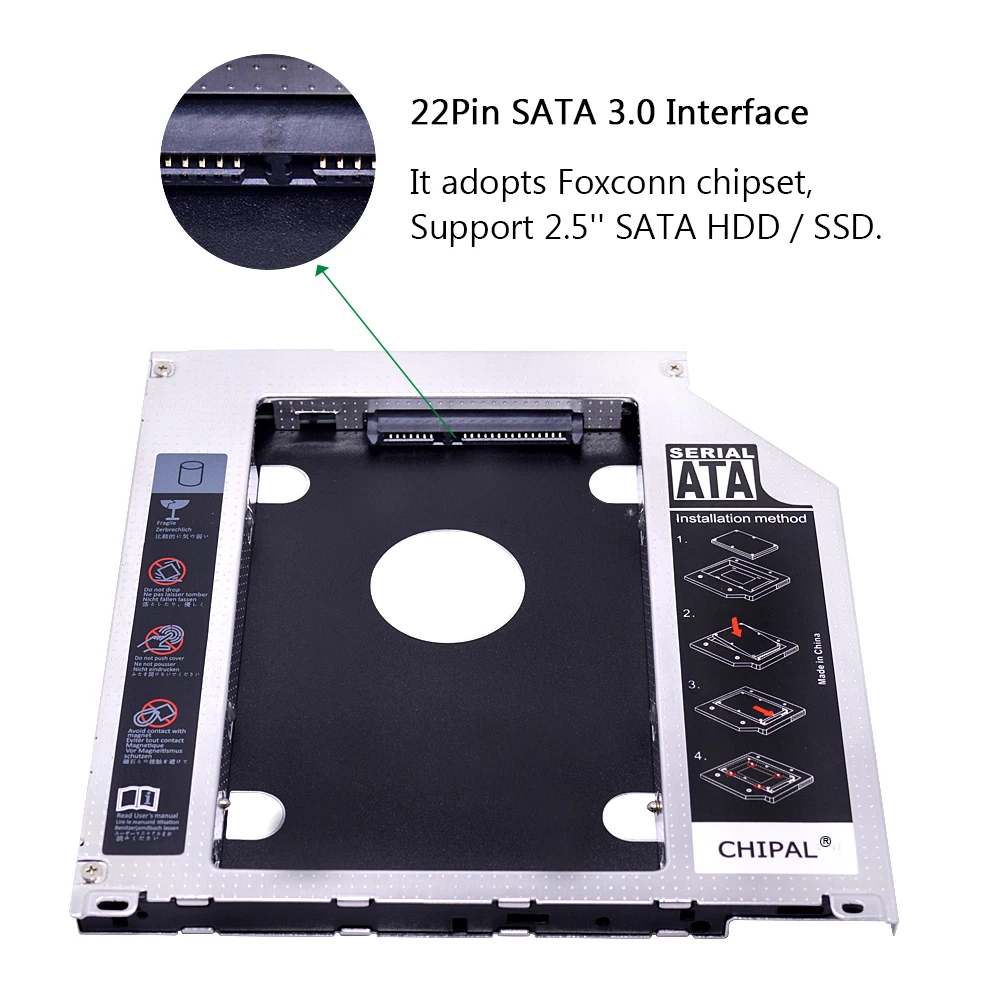 CHIPAL алюминия 9 5 мм 2nd второй HDD Caddy SATA 3 2 &quotчехол для SSD Apple Macbook Pro Air 13&quot 15 &quot17&quot