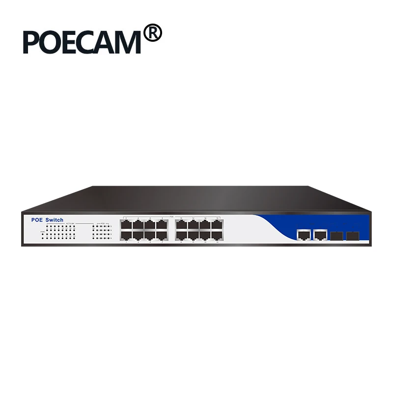 250 Вт мощности встроенного мощность 16 100 Мбит/с + 2 RJ45/гигабитный переключатель POE