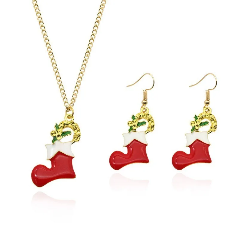 DIY Рождественский ювелирный набор ожерелье серьги для женщин милая Подарочная