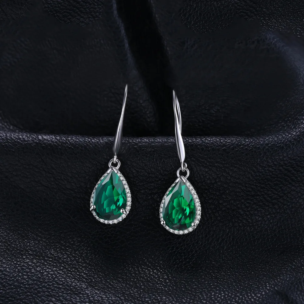 Jewelrypalace груша 5.4ct создания Изумрудный Длинные висячие серьги Твердые 925