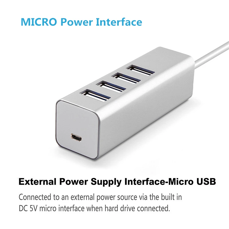 Алюминиевый USB 3 0 концентратор USB-C Type-C адаптер с микро интерфейсом питания для