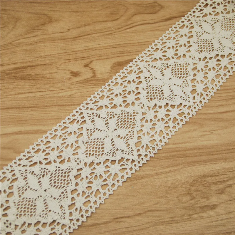 Оптовая продажа модных лент из хлопка 83 мм кружевная лента цвета слоновой кости