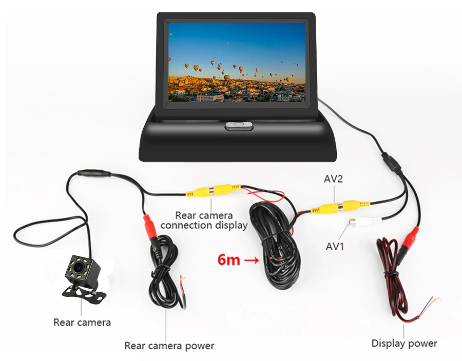 E-ACE J02 автомобильный монитор 4,3 дюймов TFT lcd Складная камера s NTSC PAL обратная камера парковочная система для автомобильных мониторов заднего вида