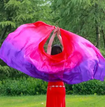 as picture 1 шт. шелковая вуаль+ 1 шт. цепочка POI Ball для женщин танец живота шелковая вуаль пой стример для сцены - Цвет: as picture