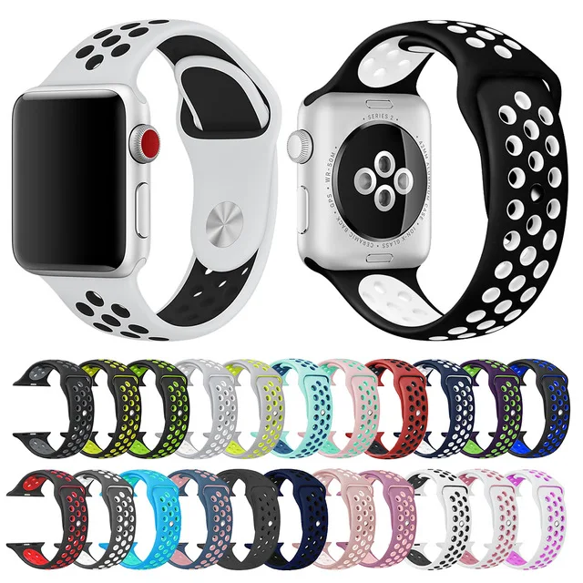 Силиконовый ремешок для apple watch 42 мм 44 iwatch 38 40 спортивный браслет наручные band 3 4 2 1