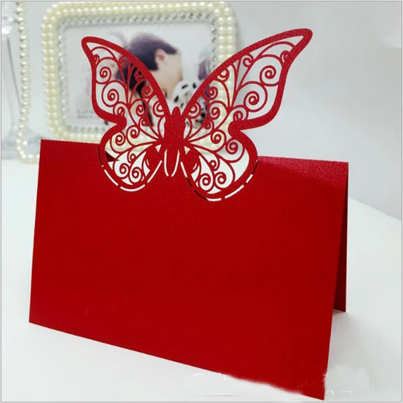 50 шт. лазерная резка бабочек настольный адрес имя сообщение Настройка карты