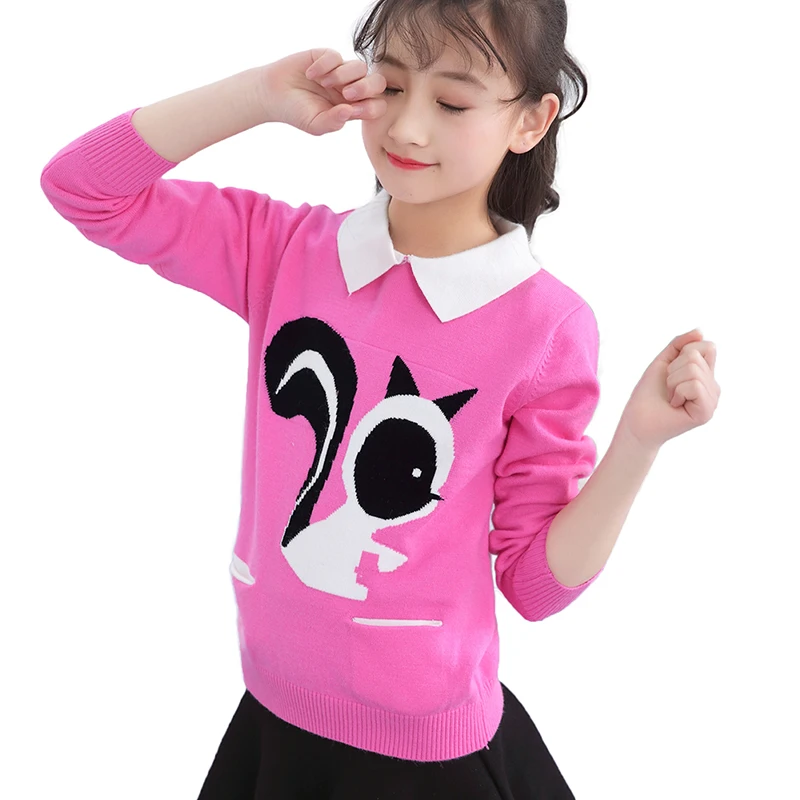Sweater For Girls Baby Cardigan Pullovers Knitted Animal 2018 Sweaters Thick Children Clothes School Knit Cottons Long Sleeve |