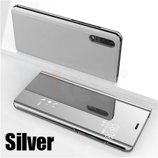 silver Модный умный откидной зеркальный чехол для телефона для iPhone 11 Pro MAX 7 8 6 6s Plus XS MAX XR X для samsung S8 S9 S10e Plus Note 8 9 10 Pro - Цвет: silver