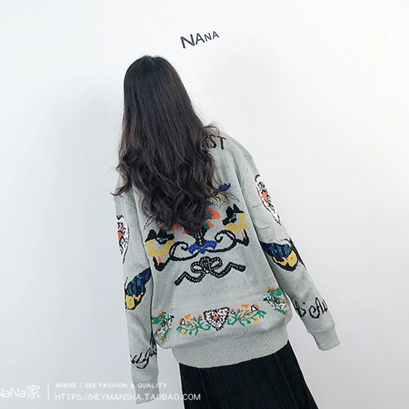 Кардиган женский вязаный однобортный с V-образным вырезом длинным рукавом Z253