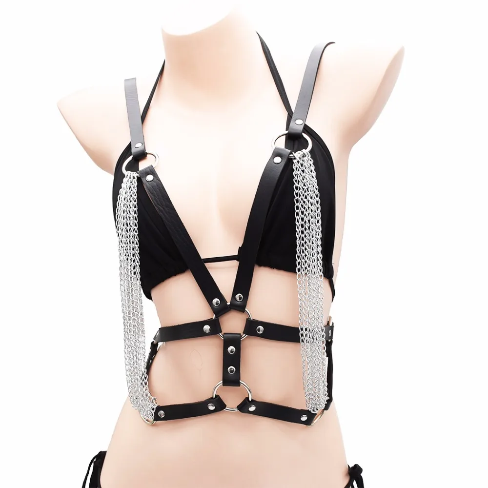 Портупея из искусственной кожи женская черная сексуальная Дамская бикини топ