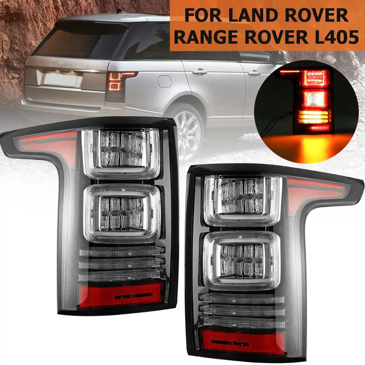 Для LAND ROVER RANGE ROVER L405 2013- 1 пара задние тормозные фонари бампер отражатель задний стоп-сигнал Белый Стиль крышки
