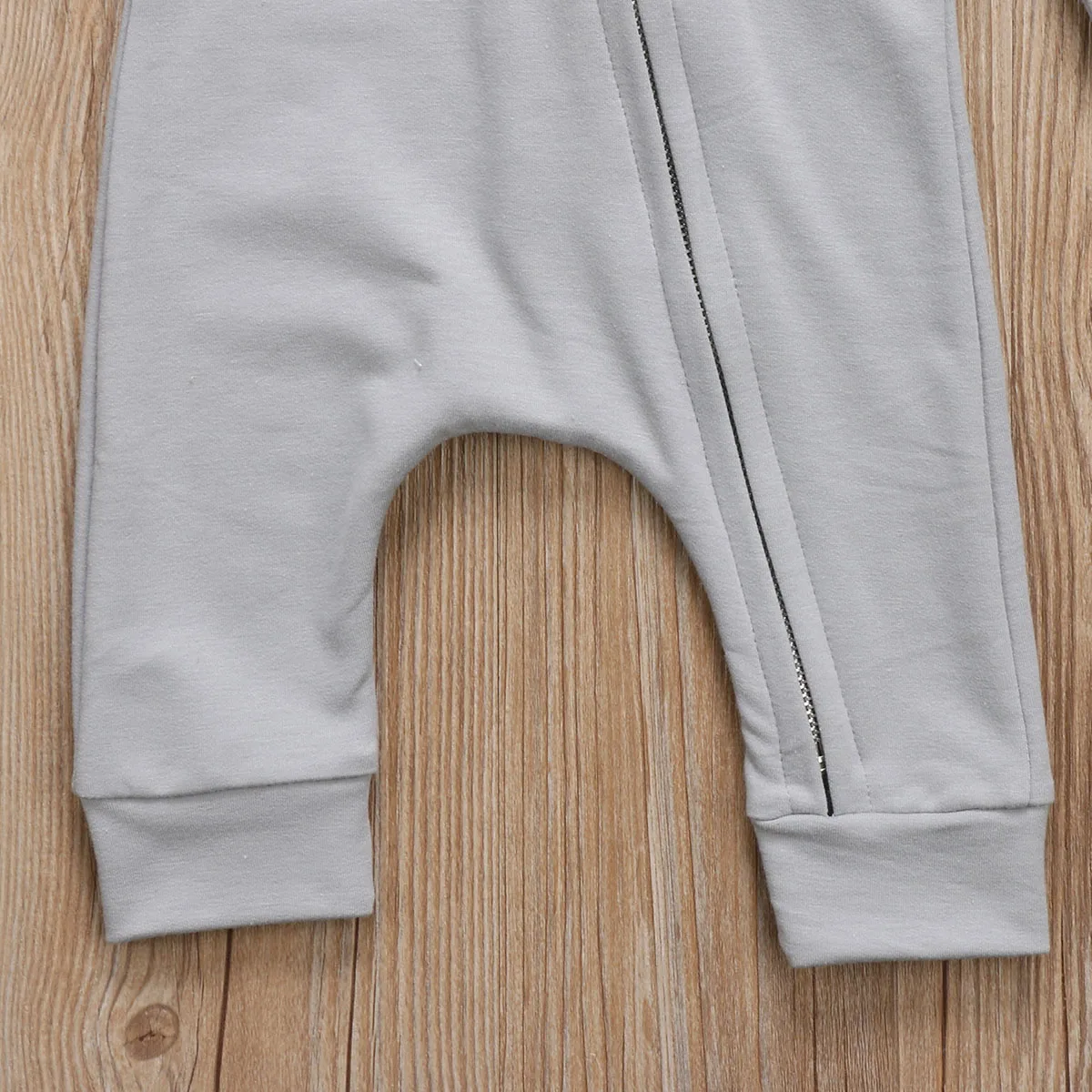 Детский хлопковый комбинезон с длинным рукавом на молнии|Ромперы| |