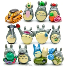 12pcs Studio Ghibli Totoro Mini Resin Action Figures Hayao Miyazaki Miniature Cake Toppers Figurines Dolls Garden Decoration