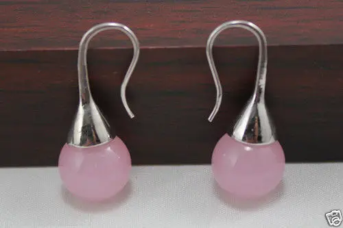 

fashion new natural pink gem Silver Earrings