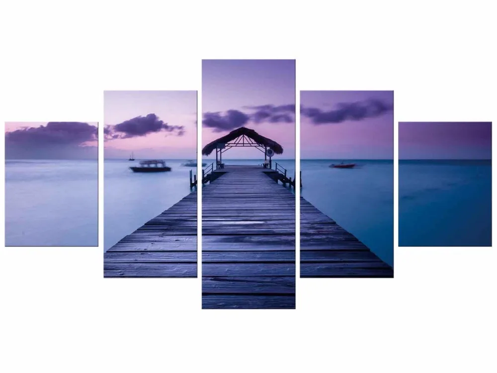 Современная Картина на холсте 5 шт. настенные художественные картины Фиолетовые