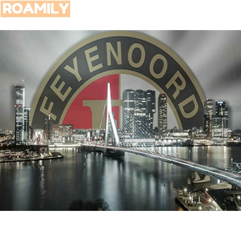 0524la4 ROAMILY, 5D алмазная живопись Feyenoord, Ajax, футбольный город, алмазная вышивка крестиком, полная квадратная/круглая дрель, DIY домашний декор - Цвет: 0524la4