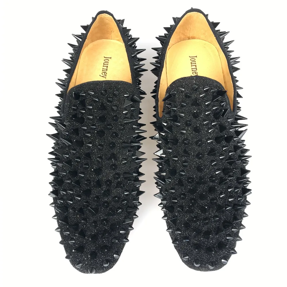 Лоферы мужские кожаные с черными шипами и красной подошвой Размер 7-14 | Обувь