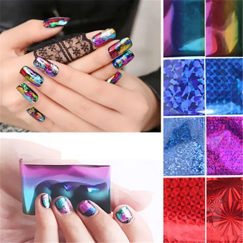 20 шт. Голографическая фольга для ногтей DIY стикер для дизайна ногтей переводная наклейка для воды s Советы Декор 4*40 см naklejki na paznokcie