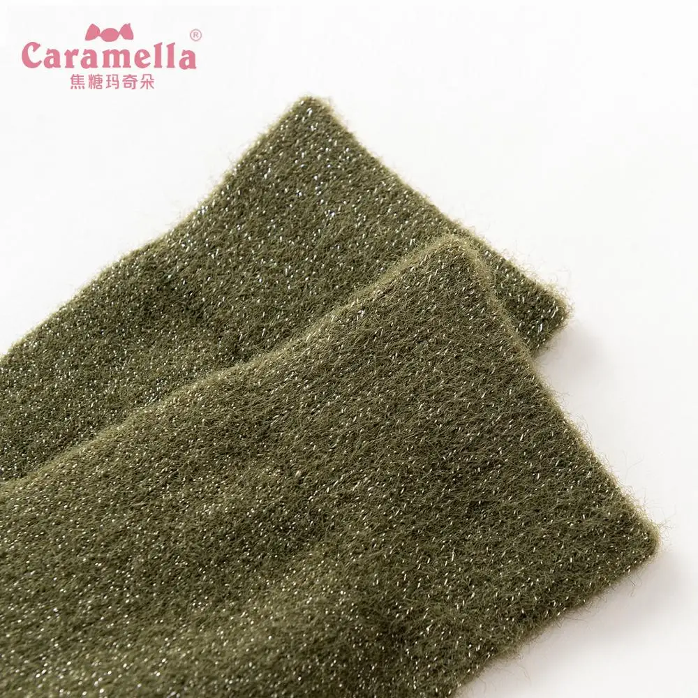 Caramella/4 пар/лот, женские носки, высокое качество, зимние толстые носки для дома, длинные носки, люрекс, махровые носки, повседневные Хлопковые женские носки, подарок