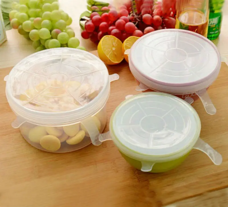 Многоразовая силиконовая эластичная крышка сохраняющая свежую еду всасывающая