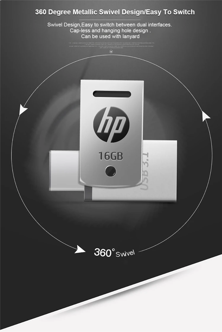 hp X5000M металлический OTG type-C USB 3,1 USB флэш-накопитель для смартфона/планшета/ПК 16 ГБ 32 ГБ 64 ГБ 128 ГБ Флешка диск на ключе