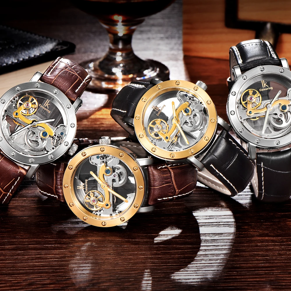 Мужские наручные часы-скелетоны с автоматическим подзаводом из нержавеющей