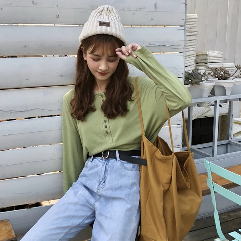2 цвета Mihoshop Ulzzang Корейская женская модная одежда с круглым вырезом свободная