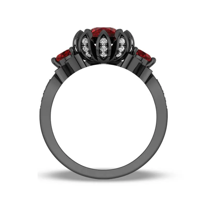 Панк Diablo серии кровавых цветов кольца, boulder элегантные кольца модные вечерние ювелирные изделия размер 5-12 рубиновое кольцо