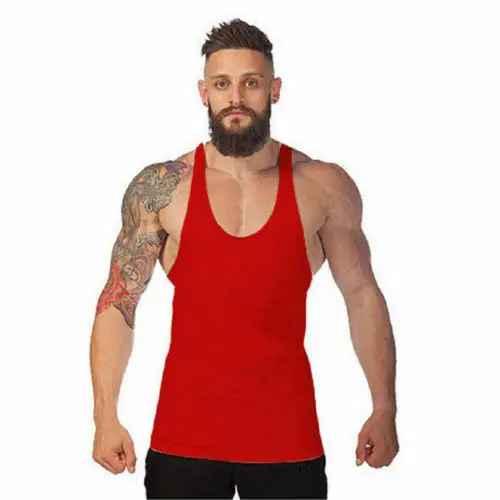Красный Muscleguys, хлопковые майки для тренажерного зала, мужские майки без рукавов для мальчиков, одежда для бодибилдинга, майка для фитнеса - Цвет: Красный