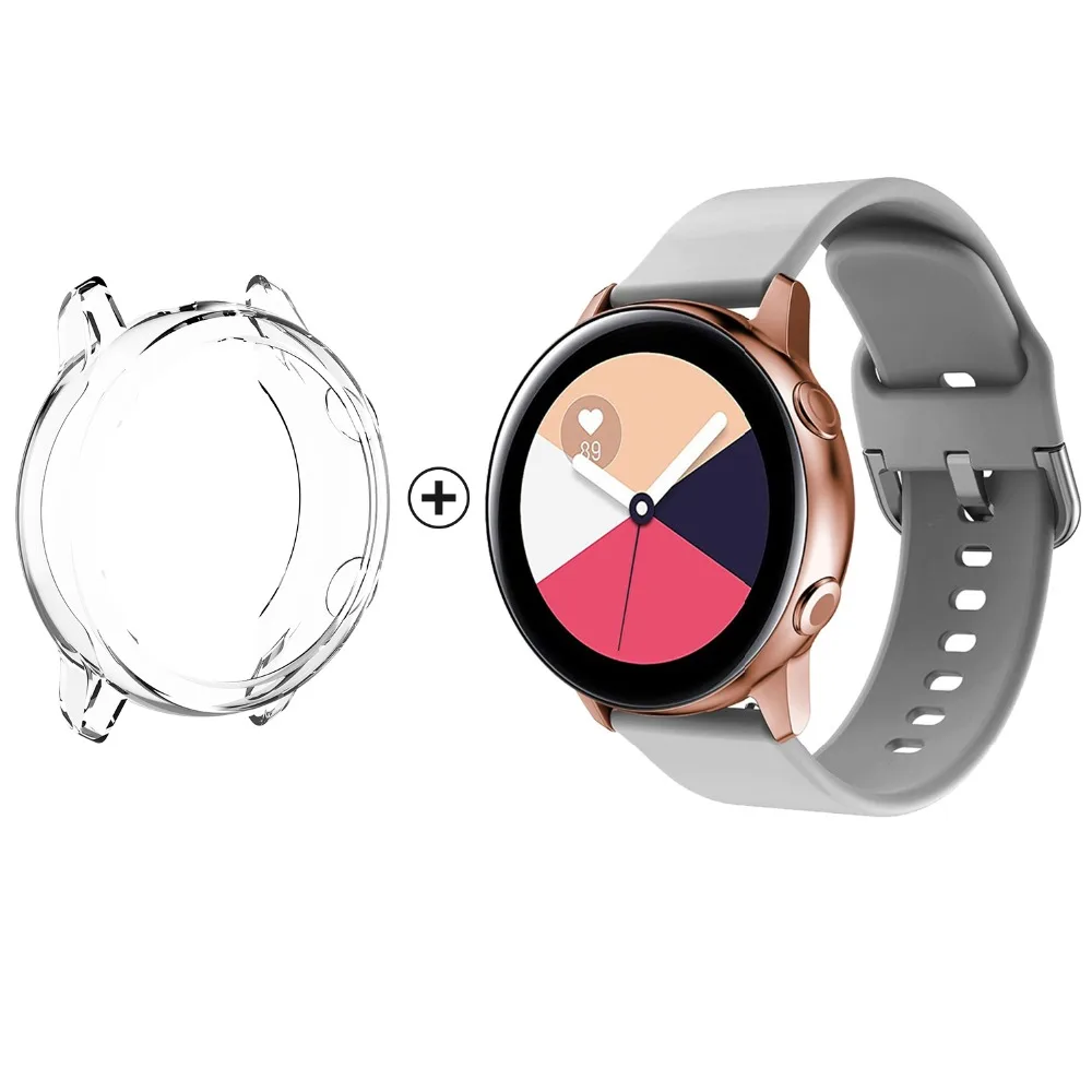 Силиконовый ремешок для наручных часов 2 в 1 спортивный Samsung Galaxy Watch Active защитный