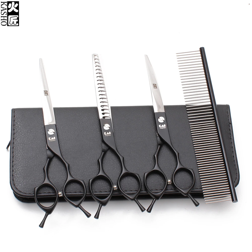 6.5In. 440C Kasho черный прямой сдвиг филировочные ножницы вниз Изогнутые Ножницы