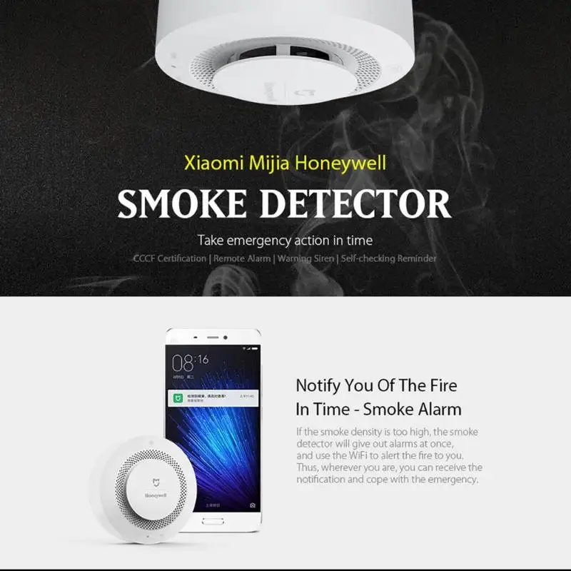 Xiaomi Mijia Honeywell Smoke Alarm Detector with Gateway Audible Self Check High sensitivity Smoke Alarm specializing fire alarm