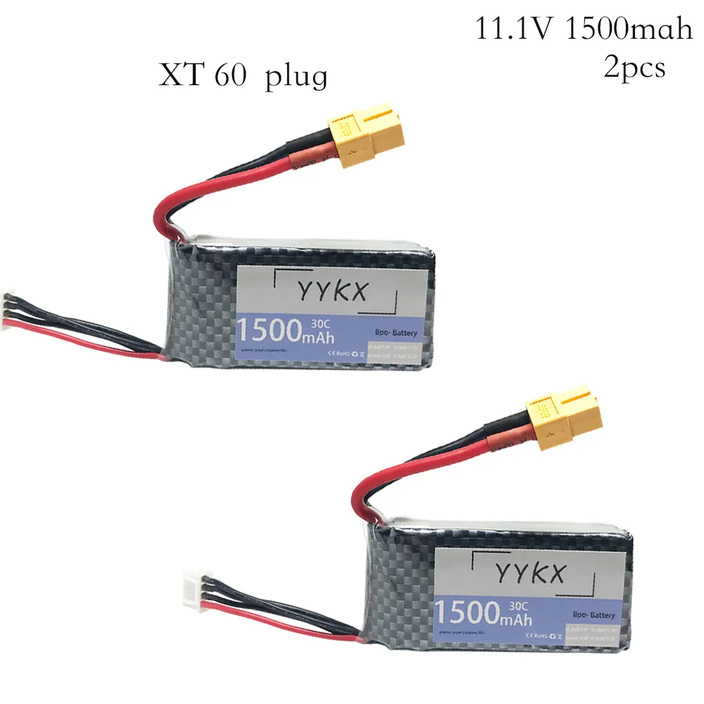2 шт./лот 11 1 В 1500 мАч 30C высокая мощность LiPo батарея T/XT60/вилка перезаряжаемая Lipo для