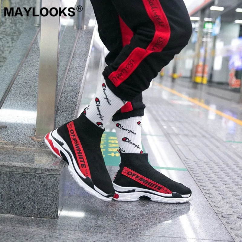 

Maylooks Male tide hip hop street tube socks trend skateboard basketball socks W46