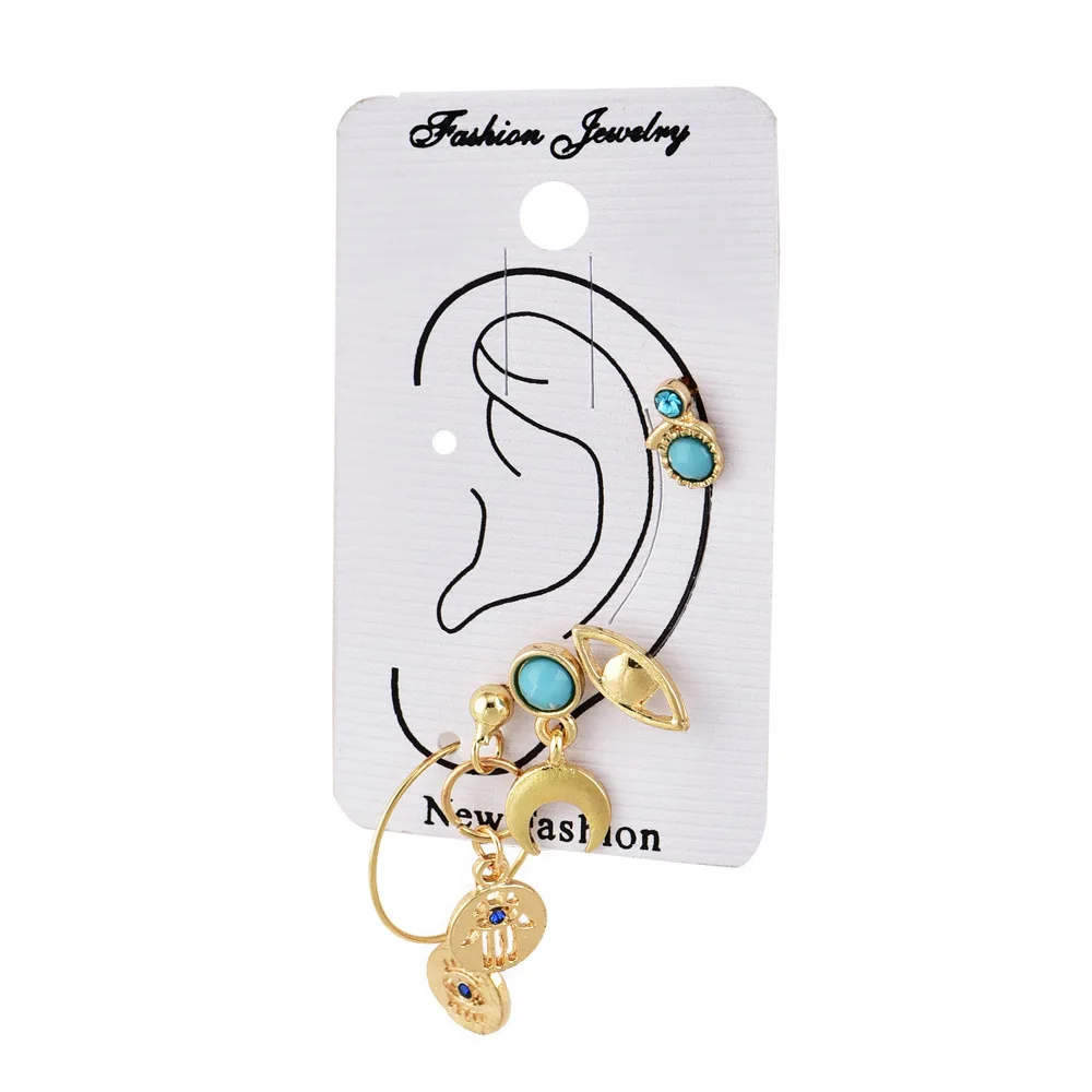 European and American Bohemian pop personality palm eyes moon stud earrings five sets | Украшения и аксессуары